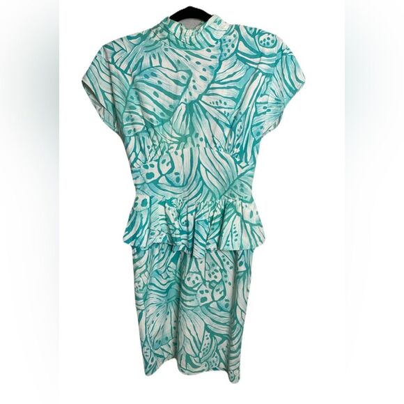 GUC Vintage 1980s does 1940s Style Size 9/10 Peplum Waist Dress 100% Cotton - Picture 1 of 12